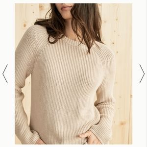 Jenni Kayne Cotton Fisherman Sweater, Oatmeal, Size Small